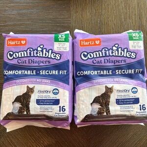 2 New Packs of Cat Diapers Hartz Size XS 16 Count Disposable